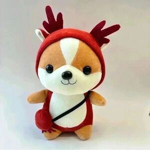 Sugar Planet Squirrel in Reindeer Costume Plush Missing Pouch 10"‎